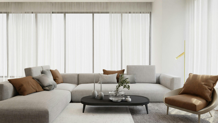 Kompletna prodajna prezentacija — 3D vizuelizacija dnevnog boravka projekta (M Home Design)